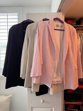 3 XL Blazers pink, black and sand color Zara H&M